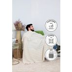 Favora Biocotton Triko Bej Ponponlu Örgü TV Battaniyesi