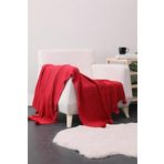 Favora Biocotton Triko Ponponlu Tv Battaniyesi - Kırmızı