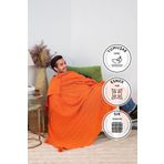 Favora Biocotton Triko Turuncu Ponponlu Örgü TV Battaniyesi