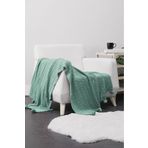 Favora Biocotton Triko Yeşil Ponponlu Örgü TV Battaniyesi
