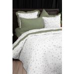 Favora Floria Yeşil Premium %100 Pamuk Fırfırlı Çift Kişilik Nevresim Takımı