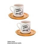 Favori Gift Cahille Sohbeti Kestim Tasarımlı 2'li Türk Kahvesi Fincanı, 80ml 4 Parça