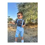 favorimkids Bebe Mavisi Takım siyah çizgili Gömlek Salopet papyon 3 lü settir