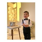favorimkids Siyah Pamuklu Harem Salopet Klasik Uzun Kollu Gömlek Papyon