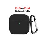 Favors Pro 5 Kulaklık Kılıfı Kopçalı Silikon Bluetooth Kulaklık Pro5/Pro4 Kılıfı Siyah