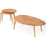 Faw Decor Asimetrik Masif Ahşap Orta Sehpa Ve 2'Li Zigon / 3'Lü Zigon Sehpa Set, Modern Masif - Naturel - Naturel Orta ve 2'li