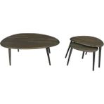 Faw Decor Asimetrik Masif Ahşap Orta Sehpa ve 3'lü Zigon / 2'li Zigon Sehpa Seti, Modern Masif Ahşap Sehpa Seti Meşe / Ceviz / Antrasit - Asimetrik Orta ve 2'li Zigon Sehpa Seti