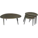 Faw Decor Asimetrik Masif Ahşap Orta Sehpa ve 3'lü Zigon / 2'li Zigon Sehpa Seti, Modern Masif Ahşap Sehpa Seti Meşe / Ceviz / Antrasit - Asimetrik Orta ve 3'lü Zigon Sehpa Seti