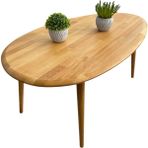 Faw Decor Asimetrik Oval Masif Ahşap Orta Sehpa - Açık Meşe