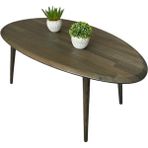 Faw Decor Asimetrik Oval Masif Ahşap Orta Sehpa - Antrasit