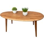 Faw Decor Asimetrik Oval Masif Ahşap Orta Sehpa - Kestane