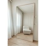 Faw Decor Modern Dikdörtgen Ahşap Çerçeveli Boy Aynası Dekoratif Büyük Boy Duvar Aynası - Mat Gold - 80 cm x 135 cm