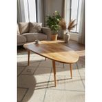 Faw Decor Premium Asimetrik Doğal Masif Ahşap Iskandinav Tarz Orta Sehpa - Açık Meşe