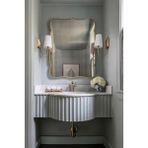 Faw Decor Premium Şık Asimetrik Ahşap Çerçeveli Ayna Ev Dekoru Estetik Duvar Aynası Banyo Aynası - Altın - 100x70