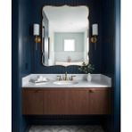 Faw Decor Premium Şık Asimetrik Ahşap Çerçeveli Ayna Ev Dekoru Estetik Duvar Aynası Banyo Aynası - Altın - 50x30