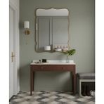 Faw Decor Premium Şık Asimetrik Ahşap Çerçeveli Ayna Ev Dekoru Estetik Duvar Aynası Banyo Aynası - Bronz - 130x80