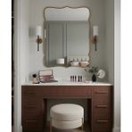 Faw Decor Premium Şık Asimetrik Ahşap Çerçeveli Ayna Ev Dekoru Estetik Duvar Aynası Banyo Aynası - Bronz - 90x60
