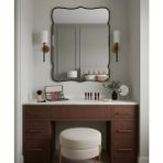 Faw Decor Premium Şık Asimetrik Ahşap Çerçeveli Ayna Ev Dekoru Estetik Duvar Aynası Banyo Aynası - Siyah - 130x80