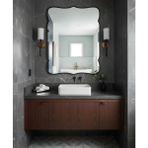 Faw Decor Premium Şık Asimetrik Ahşap Çerçeveli Ayna Ev Dekoru Estetik Duvar Aynası Banyo Aynası - Siyah - 60x40