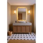 Fawdecor Ahşap Çerçeveli LED Işıklı Estetik Banyo Aynası ve Dekoratif Duvar Aynası