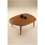 Fawdecor Asimetrik Modern İskandinav Tasarımlı Oval Masif Doğal Ahşap Orta Sehpa | 4'lü Konik Ayak
