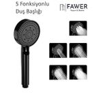 Fawer 5 Fonksiyonlu Siyah Yüksek Basınçlı Ayarlanabilir Duş Başlığı El Duşu