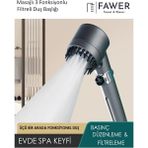 FAWER Faucet & Shower Filtreli 3 Fonksiyonlu Yüksek Basınçlı Taraklı Start Stop Gri Banyo Duş Başlığı - 408T