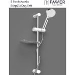 FAWER Faucet & Shower Krom Beyaz Sürgülü Duş Seti Duş Takımı - Beyaz - Gri