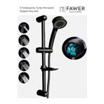 FAWER Faucet & Shower Siyah 5 Fonksiyonlu Pervaneli Örgülü Hortumlu Sürgülü Duş Seti - 410PRV