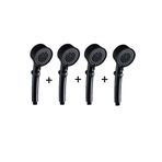 FAWER Faucet & Shower Siyah Turbo 5 Fonksiyonlu Pervaneli Duş Başlığı El Duşu 4 Adet