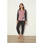 Fawn 04-3024 İnterlok Kumaş Minnoş Kedili Kışlık Ev Kadın Pijama Takımı