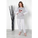 Fawn 04-3301 Peluş Welsoft Polar Kışlık Yumoş Geyikli Kadın Pijama Takımı