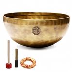Fay Bless El yapımı Tibet Şarkı Kase Seti - Yoga, Çakra Şifa, Ses Terapisi, Stres Giderici, Farkındalık ve Ev Dekoru için Dolunay Nepal Meditasyon Ses Kasesi (20 cm)