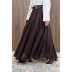 Faya Boutique Acı Kahve Ceinture Kemerli Keten Etek