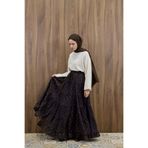 Faya Boutique Acı Kahve Polka Puantiye Desenli Şifon Etek