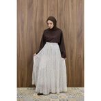 Faya Boutique Beyaz Polka Puantiye Desenli Şifon Etek