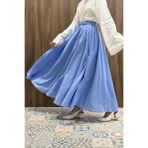 Faya Boutique Mavi Ceinture Kemerli Keten Etek