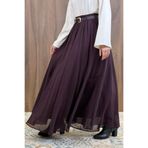 Faya Boutique Mürdüm Ceinture Kemerli Keten Etek