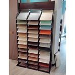 Fayans örnek teşhir standı Ahşap Levhalar/Kapı Teşhir Rafı, Yapı Malzemesi Örneği için Cam/Taş Raf, 36 Kart Yuvalı Ayakta Metal Yer Karosu Teşhir Rafı (28.7x17.7inç/73x45cm)
