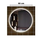 FAYMEND 60 Cm Çapında Beyaz Led'li Lavabo, Banyo, Duvar Aynası(DOKUNMATİK)