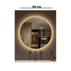 FAYMEND 60 cm Çapında Led'li Lavabo, Banyo, Duvar Aynası(günışığı)