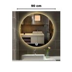 FAYMEND 90 cm Çapında Led'li Lavabo, Banyo, Duvar Aynası(dokunmatik)(Günışığı)