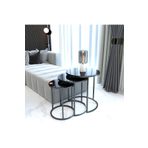 Faymend Ecol Desing Siyah Metal Zigon Sehpa 3 Lü