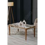 Faymend Luna Mermer Desen Lux Ahsap Orta Sehpa