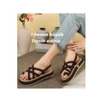 Faymi Shop Unisex Kahve Halat Ipli Yüksek Taban Hasır Sandalet