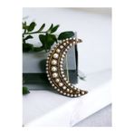 Fayra Accessorıes İnci İşlemeli Hilal Broş