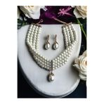 FAYRA ACCESSORIES İnci Set Takım Zirkon Taşlı İnci Küpe ve İnci Kolye Seti