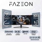 Fazeon 49" 165Hz 0.5ms Siyah (Hdmı+Dp+Type-C) Freesync Premium G-Sync Uyumlu HDR10 Çift Qhd 5120X1440 Fast Va Kavisli Curved Çerçevesiz Profesyonel Gaming Oyuncu Monitörü - 165 Hz - 49 inç