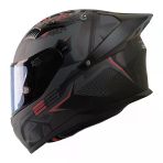 Fazer Fx-211X Mat Siyah-Gri-Kırmızı Kask Kapalı Model Renkli Camlı ( İç Güneş Vizörlü)