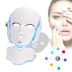 FAZJEUNE 7 Renkli LED Maske, Yüz Maskesi LED 7 Renk Yüz Cilt Bakım Maskesi Taşınabilir SPA Yüz LED Maske Boyun, Beyaz